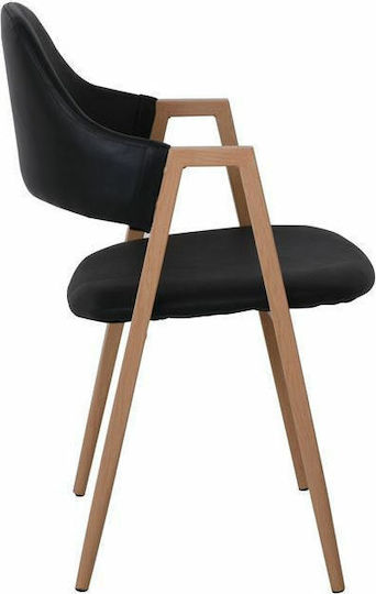 Delta Dining Room Artificial Leather Armchair Natural - Black 51x51x81cm 2pcs