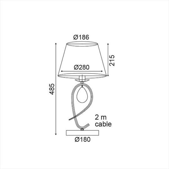 Aca Basilico Metal Table Lamp for Socket E27 with Black Shade and Gold Base