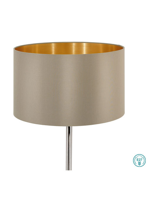 Eglo Metall Tischlampe für Fassung E27 mit Beige Schirm und Silber Basis