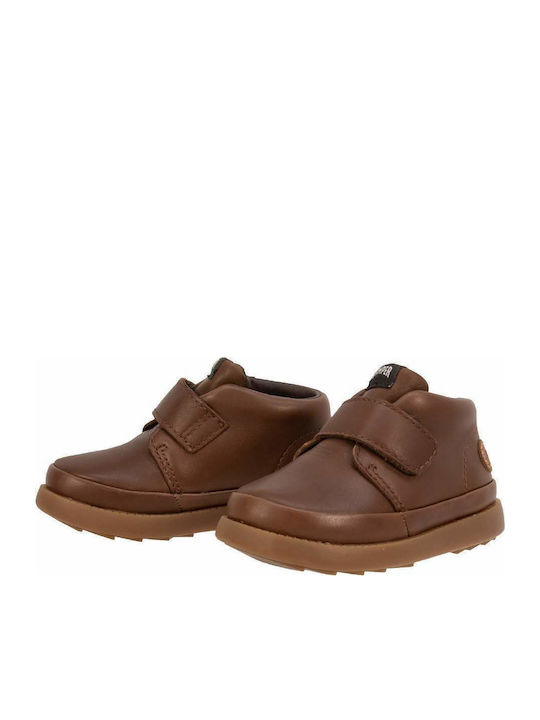 Bryn Leather Kids Boots with Velcro Brown