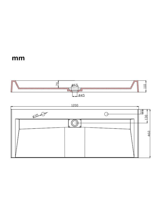 vidaXL Aufgesetztes Waschbecken Marmor 120x46x11cm Weiß