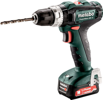 Metabo PowerMaxx SB 12 Șurubelniță cu percuție Mașină de găurit Baterie 12V 2x2Ah 601076500