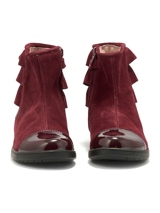 Leather Kids Boots with Zipper Burgundy