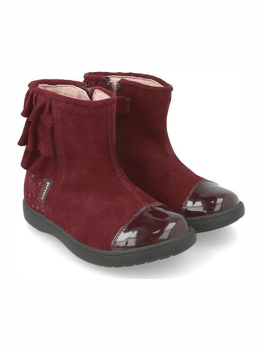 Leather Kids Boots with Zipper Burgundy
