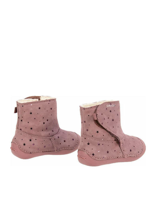 Tutim Anatomice Ghete Copii din Piele cu Velcro Roz