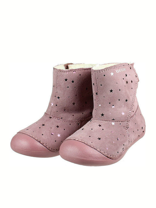 Tutim Anatomice Ghete Copii din Piele cu Velcro Roz