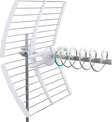 Fracarro Elika Pro Draußen TV-Antenne (keine Stromversorgung erforderlich) in Weiß Farbe Verbindung mit Koaxialkabel