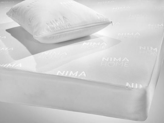 Nima Protective Cover Single Waterproof with Skirt Jacquard White 100x200+30cm