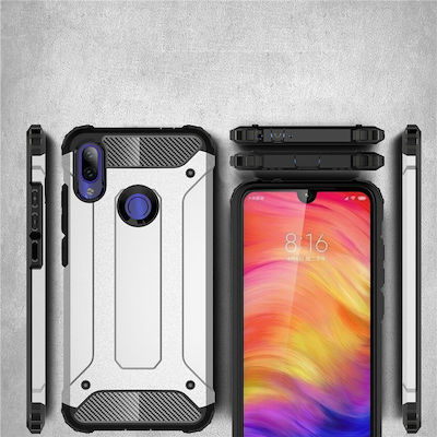 Hurtel Tought Armor Synthetic Back Cover Durable Silver (Redmi 7)