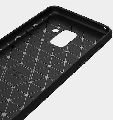 Hurtel Brushed Carbon Back Cover Σιλικόνης Ανθεκτική Μαύρο (Galaxy A8 2018)