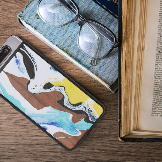 KWmobile Watercolor Waves Umschlag Rückseite Hölzern Mehrfarbig (Galaxy A80)