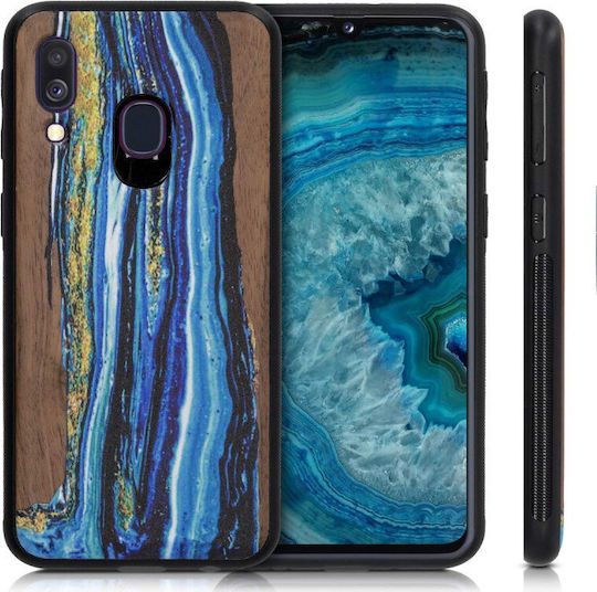KWmobile Watercolor Waves Umschlag Rückseite Hölzern Braun (Galaxy A40)