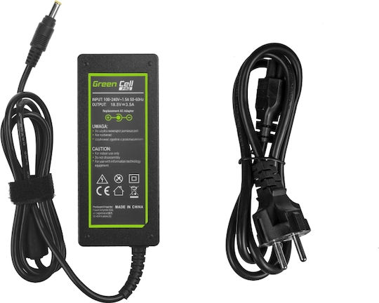 Green Cell Pro Laptop Charger 65W 18.5V 3.5A for HP with Detachable Power Cord
