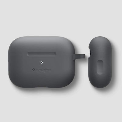 Spigen Silicone Fit with Carabiner Pro Hülle Silikon mit Haken Charcoal Grey für Apple AirPods Pro