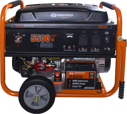 Daewoo GD6500E Generator Benzină (în patru timpi) Patru timpi cu Autostart, Roți și Putere Maximă 5.5kVA