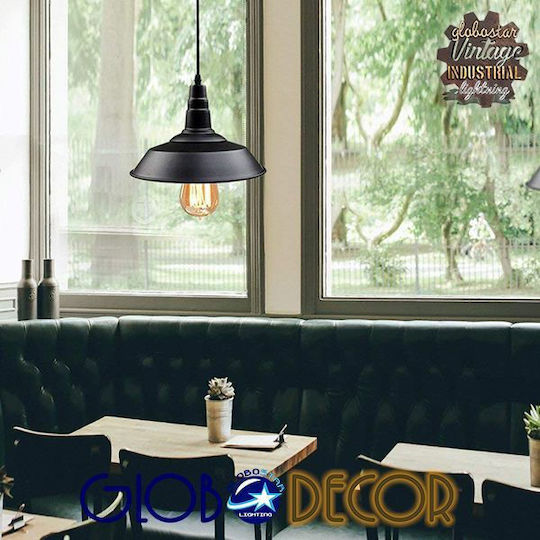 GloboStar Ray Pendant Light Black Bell with Socket E27 26x25cm