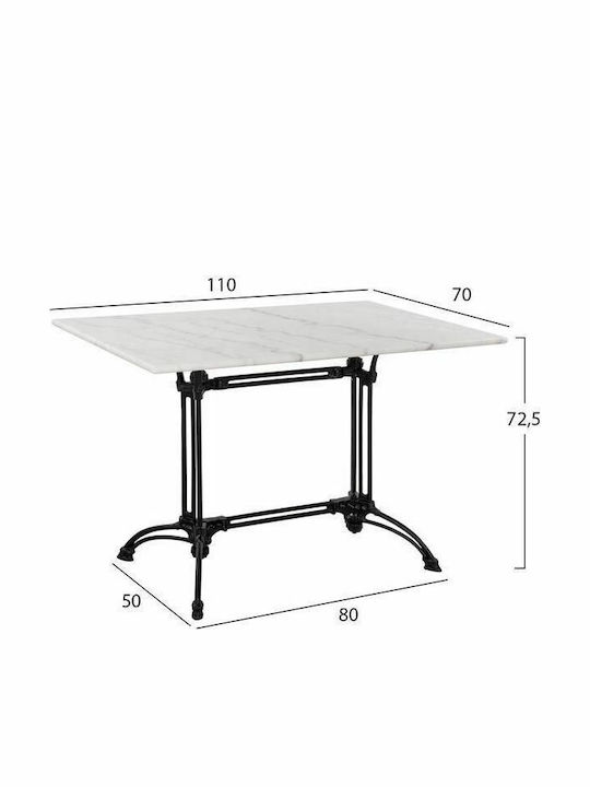 Masa pentru spații exterioare Marmură cu schelet din fontă Marbler Alb 110x70x71buc