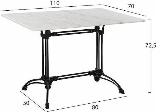 Tisch Café Stabil Marbler Weiß 110x70x71cm