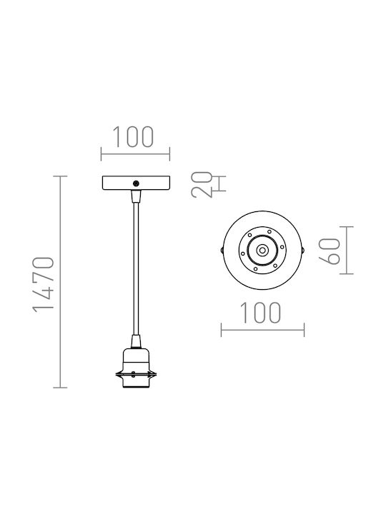 Rendl Light Studio Elisa Copper Pendant Light Suspension for Socket E27 White