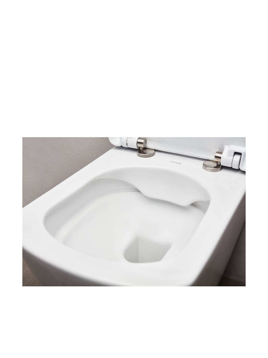 Creavit Elegant Rimless Wall-Mounted Toilet that Includes Slim Soft Close Cover White