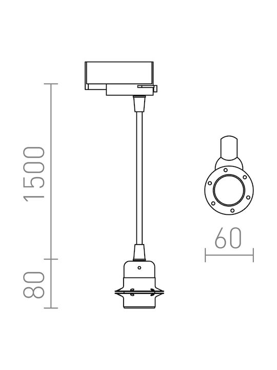 Rendl Light Studio Elisa Pendant Light Suspension Rail for Socket E27 Red