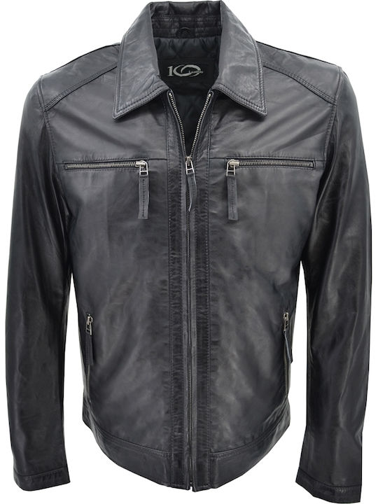 Leder 100 Herrenjacke CODE: 14-M-STEEVE (SCHWARZ)