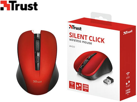 Trust Mydo Silent Click Ασύρματο Ποντίκι Κόκκινο