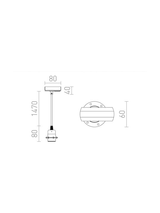 Rendl Light Studio Elisa Pendant Light Suspension Rail for Socket E27 Gold