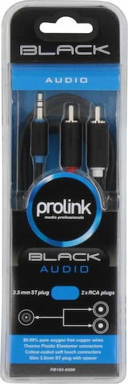 Prolink 3.5mm Male To RCA Male Audio Cable Black 3m PB103-0300