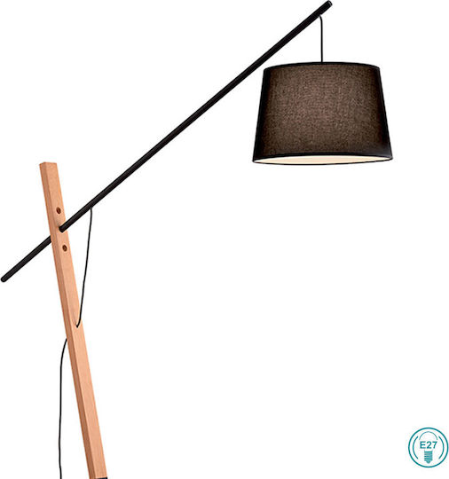 Viokef Crane Floor Lamp Height 200cm Black-Natural Viokef Crane Floor Lamp Height 200cm Black-Natural