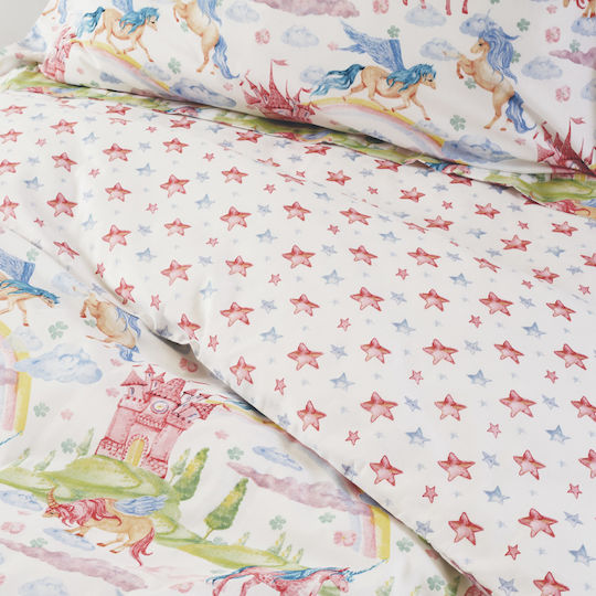 Das Home Set Kinderbettbezug Einzel mit Kissenbezug Baumwolle Mehrfarbig 160x240cm