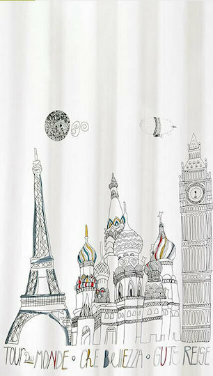 San Lorentzo Tour Fabric Shower Curtain 180x180cm White 1845