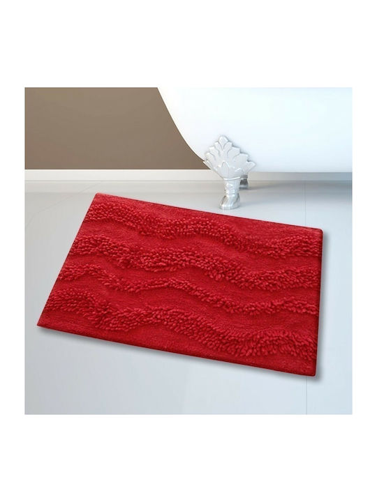 San Lorentzo Bath Mat Cotton Waves 1404 RED Red 45x70cm