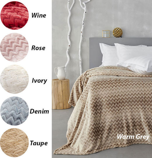 Palamaiki Zig Zag Velvet Blanket Single 160x240cm Ivory