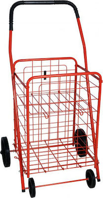 Ascol Foldable Metallic Shopping Trolley Red 50x50x95cm