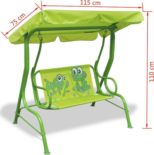 vidaXL Metal Double with Seatbelt Swing Set with Stand Frog 110x75x110cm Green