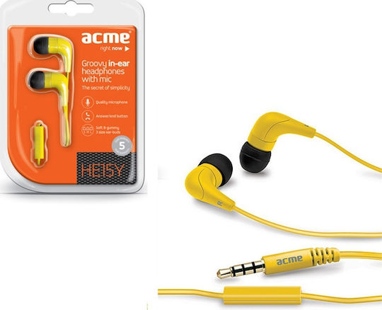 Acme Groovy HE15 In-ear Handsfree με Βύσμα 3.5mm Κίτρινο