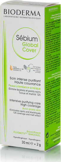 Bioderma Sebium Λεπτόρρευστη Κρέμα Προσώπου με Χρώμα για Ενυδάτωση, Ατέλειες & Ακμή με Bakuchiol & AHA 30ml