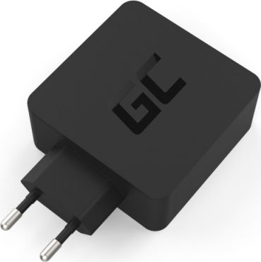 Green Cell Ladegerät ohne Kabel mit USB-A Anschluss und USB-C Anschluss 45W Stromlieferung / Schnellaufladung 3.0 Schwarzs (CHAR10)