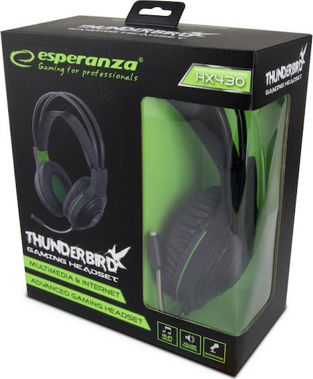 Esperanza Thunderbird Over Ear Gaming Headset με σύνδεση 3.5mm Green