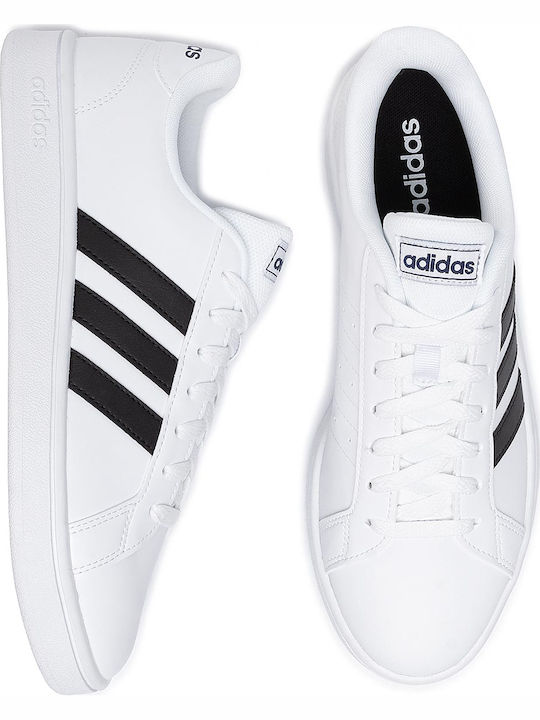 Grand Court Base Adidași Pentru Bărbați Alb Nor / Negru Core / Albastru Închis