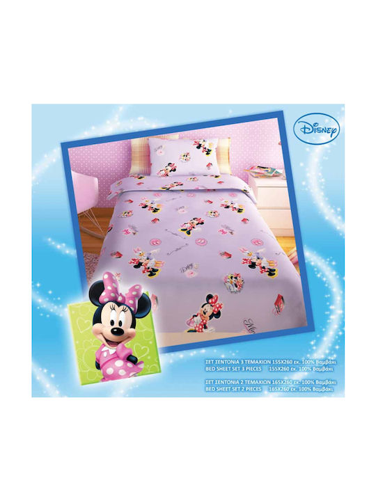 Disney Sheet Set Single Cotton Minnie Pink 155x260cm 3pcs