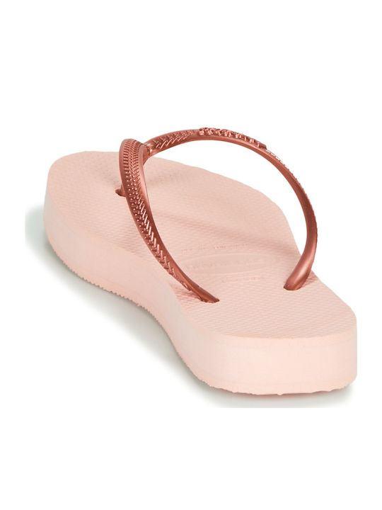 Slim Flatform Women's Flip Flops in Pink Color