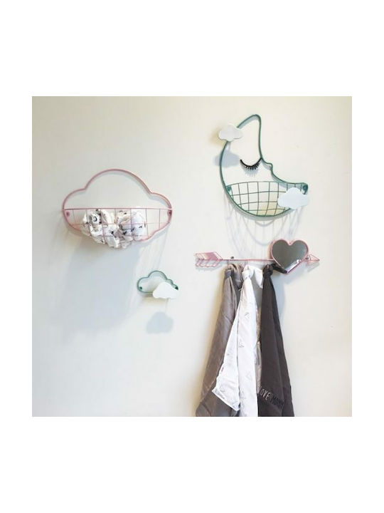 Minene Metallic Kids Wall Mounted Hanger with One Hook Cloud Blue 9x15cm