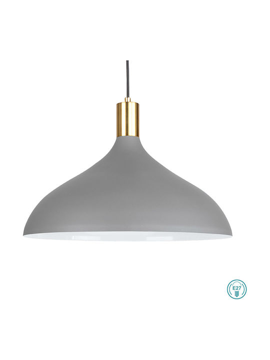 Viokef Lamas Pendant Light Gray Bell with Socket E27 27x370cm