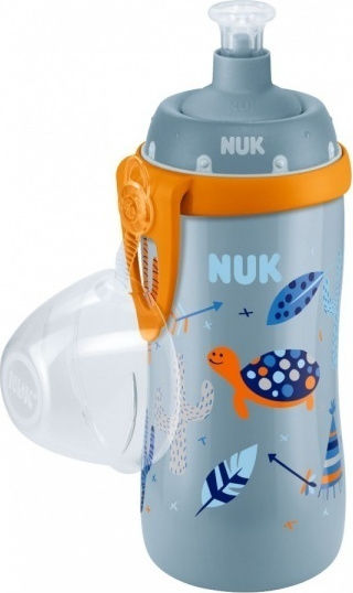 Nuk Junior Cup Lid Push Pull Light Blue/Gray Educational Sippy Cup Plastic Light Blue Blue Turtle for 36m+m+ 300ml