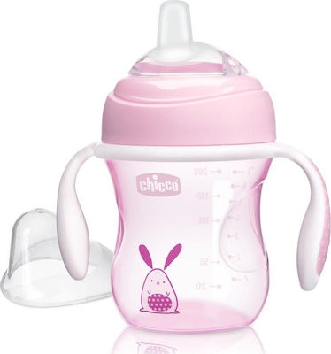 Chicco Transition Cup Educational Sippy Cup Plastic with Handles Pink for 4m+m+ 200ml