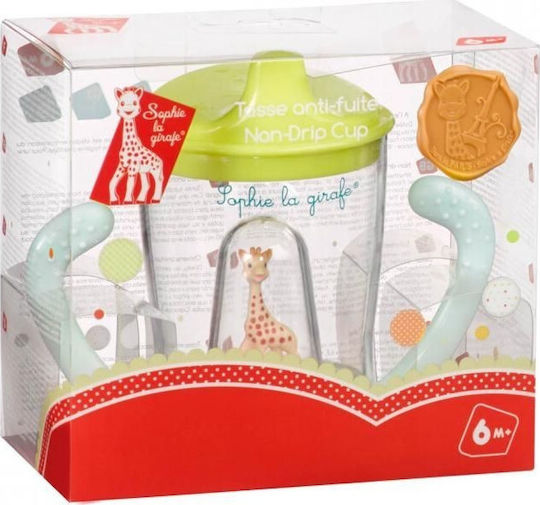 Sophie La Girafe Non-spill Cup Mascotte Educational Sippy Cup Plastic with Handles Green for 6m+m+ 180ml