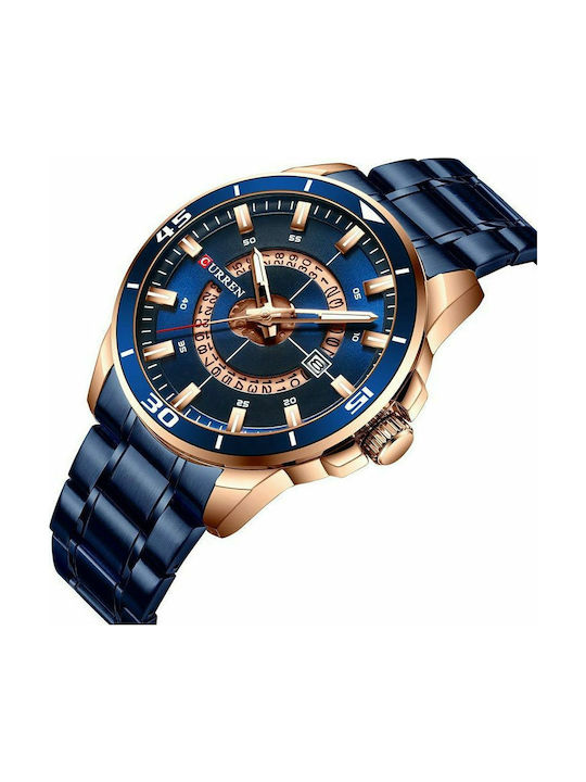 Curren Watch Battery with Blue Metal Bracelet