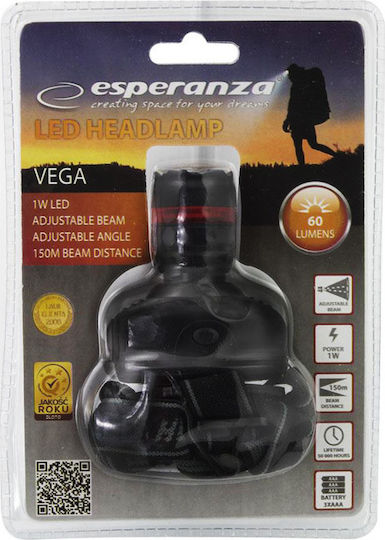 Esperanza Headlamp LED with Maximum Brightness 60lm Black